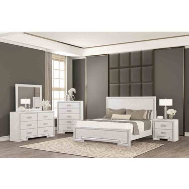 Basilone Bedroom Set In Rustic White