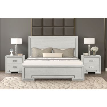 Basilone Queen Bed In Rustic White