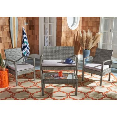 Bassey 4 Piece Living Set in Grey