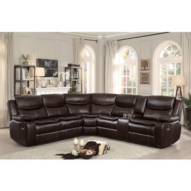 Bastrop 3-Piece Sectional with Right Console In Brown