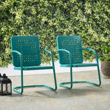 Bates Retro Outdoor Chair In Turquoise Gloss - Set of 2