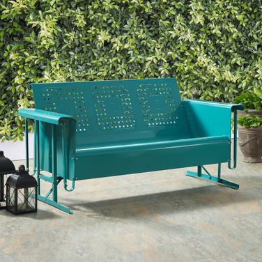 Bates Retro Outdoor Sofa Glider In Turquoise Gloss