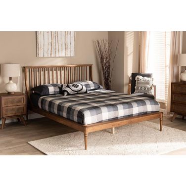 Baxton Studio Abel Classic and Traditional Transitional Walnut Brown Finished Wood King Size Platform Bed