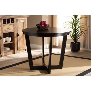 Baxton Studio Alayna Modern and Contemporary Dark Brown Finished 35-Inch-Wide Round Wood Dining Table