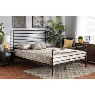 Baxton Studio Alva Modern And Contemporary Industrial Black Finished Metal Full Size Platform Bed