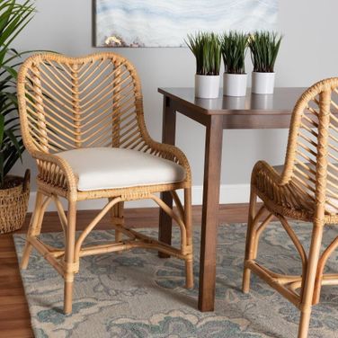 Baxton Studio Arween Modern Bohemian Natural Brown Rattan Dining Chair