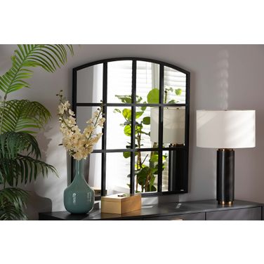 Baxton Studio Barrington Modern And Contemporary Black Finished Metal Accent Wall Mirror