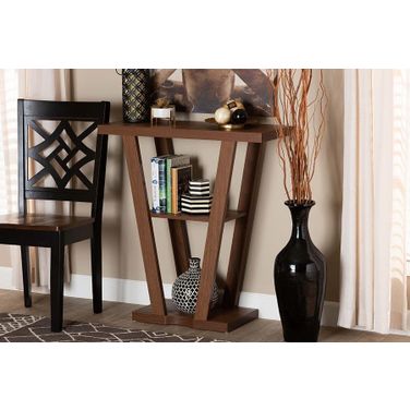 Baxton Studio Boone Modern and Contemporary Walnut Brown Finished Wood Console Table