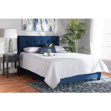 Baxton Studio Caprice Modern And Contemporary Glam Navy Blue Velvet Fabric Upholstered Queen Size Panel Bed