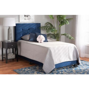Baxton Studio Caprice Modern And Contemporary Glam Navy Blue Velvet Fabric Upholstered Twin Size Panel Bed