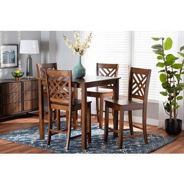 Baxton Studio Caron Modern And Contemporary Walnut Brown Finished Wood 5-Piece Pub Set
