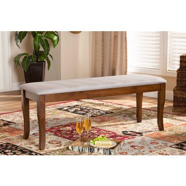 Baxton Studio Cornelie Modern and Contemporary Transitional Grey Fabric Upholstered and Walnut Brown Finished Wood Dining Bench