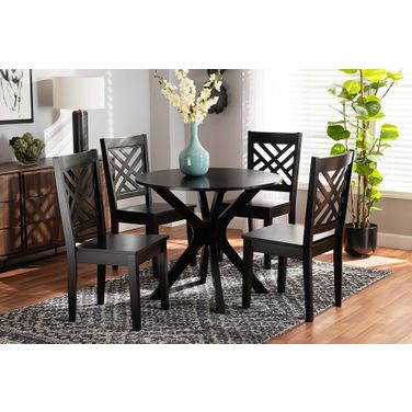 Baxton Studio Ela Modern And Contemporary Dark Brown Finished Wood 5-Piece Dining Set