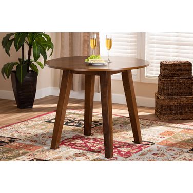 Baxton Studio Ela Modern and Contemporary Walnut Brown Finished 35-Inch-Wide Round Wood Dining Table