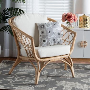 Baxton Studio Feya Modern Bohemian Natural Brown Antique Rattan Arm Chair