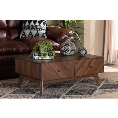 Baxton Studio Hartman Mid-Century Modern Walnut Brown Finished Wood Coffee Table