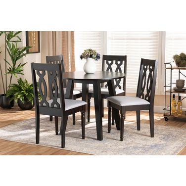 Baxton Studio Imogen Modern and Contemporary Grey Fabric Upholstered and Dark Brown Finished Wood 5-Piece Dining Set