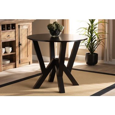 Baxton Studio Irene Modern and Contemporary Dark Brown Finished 35-Inch-Wide Round Wood Dining Table