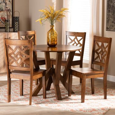 Baxton Studio Kaila Modern And Contemporary Walnut Brown Finished Wood 5 Piece Dining Set