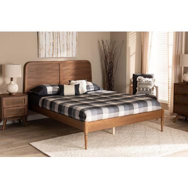 Baxton Studio Kassidy Classic and Traditional Walnut Brown Finished Wood Queen Size Platform Bed