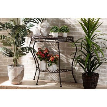 Baxton Studio Laraine Modern and Contemporary Black Metal Outdoor Console Table
