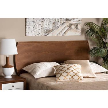 Baxton Studio Laurien Mid-Century Modern Ash Walnut Finished Wood Full Size Headboard