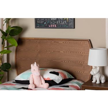 Baxton Studio Laurien Mid-Century Modern Ash Walnut Finished Wood Twin Size Headboard