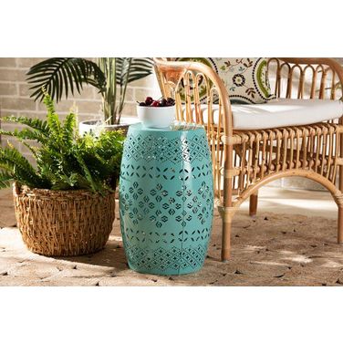 Baxton Studio Lavinia Modern and Contemporary Teal Finished Metal Outdoor Side Table