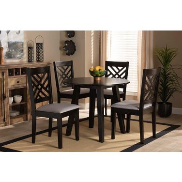 Baxton Studio Lilly Modern and Contemporary Grey Fabric Upholstered and Dark Brown Finished Wood 5-Piece Dining Set