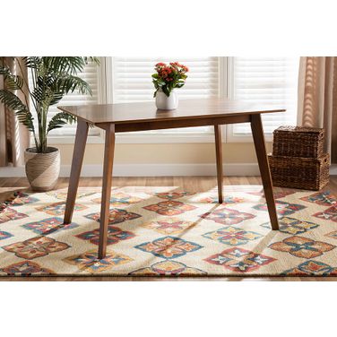 Baxton Studio Maila Mid-Century Modern Transitional Walnut Brown Finished Wood Dining Table