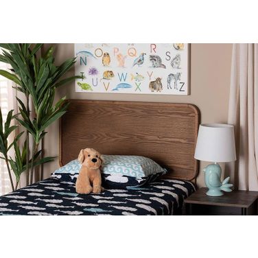 Baxton Studio Mailene Mid-Century Modern Walnut Brown Finished Wood Twin Size Headboard
