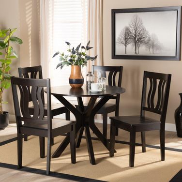 Baxton Studio Mare Modern And Contemporary Transitional Dark Brown Finished Wood 5 Piece Dining Set