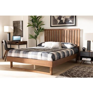 Baxton Studio Marin Modern and Contemporary Walnut Brown Finished Wood King Size Platform Bed