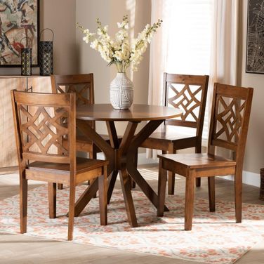 Baxton Studio Miela Modern And Contemporary Walnut Brown Finished Wood 5 Piece Dining Set