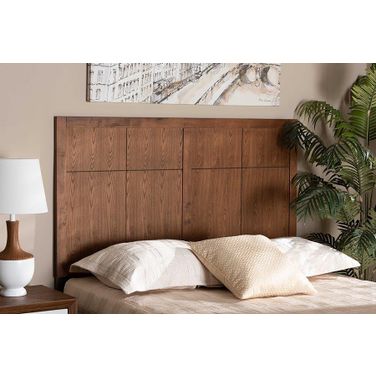 Baxton Studio Monroe Modern Transitional and Rustic Ash Walnut Finished Wood Queen Size Headboard