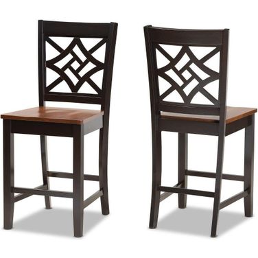 Baxton Studio Nicolette Modern And Contemporary Two Tone Dark Brown And Walnut Brown Finished Wood 2 Piece Counter Stool Set