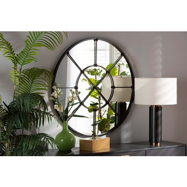 Baxton Studio Ohara Modern And Contemporary Black Finished Metal Accent Wall Mirror