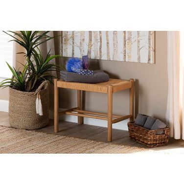 Baxton Studio Saura Mid-Century Modern Oak Brown Finished Wood and Accent Bench