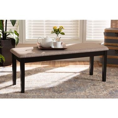 Baxton Studio Teresa Modern and Contemporary Transitional Sand Fabric Upholstered and Dark Brown Finished Wood Dining Bench