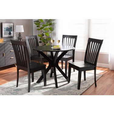 Baxton Studio Zora Modern And Contemporary Dark Brown Finished Wood 5-Piece Dining Set