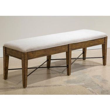Bay Creek Toasted Nutmeg Wood Bench with Upholstered Seat KD