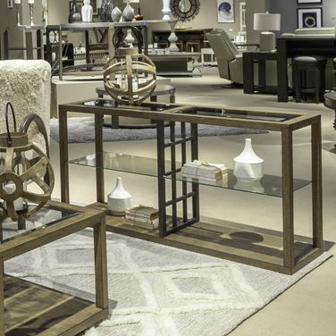 Bayhill Trellis Sofa Table In Honey and Black