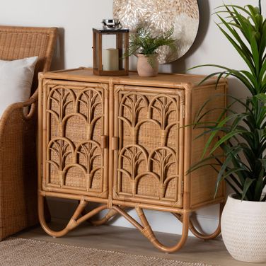 Baylor Rattan Storage Cabinet In Light Honey