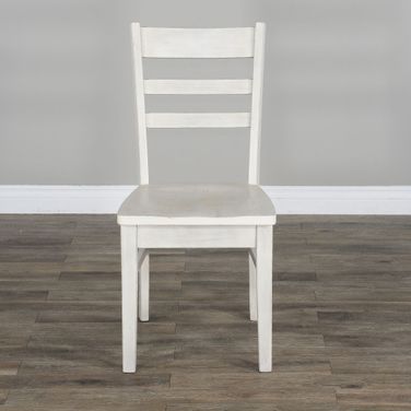 Ladderback Chair with Wood Seat Set of 2 In Marble White