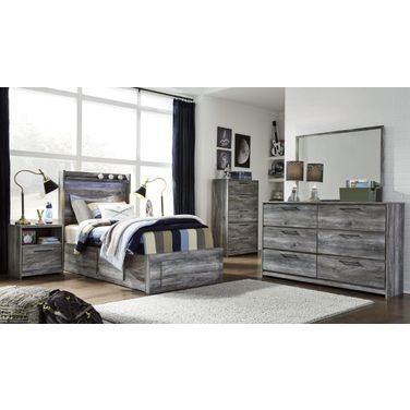 Baystorm Gray Youth Double Underbed Storage Platform Bedroom Set