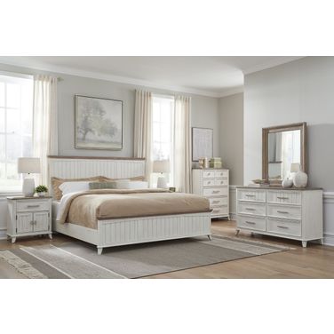 Beach Panel Comber Bedroom Set In Weathered White