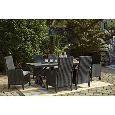 Beachcroft Outdoor Dining Room Set In Black and Grey