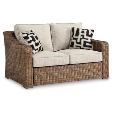 Beachcroft Outdoor Loveseat with Cushion In Beige