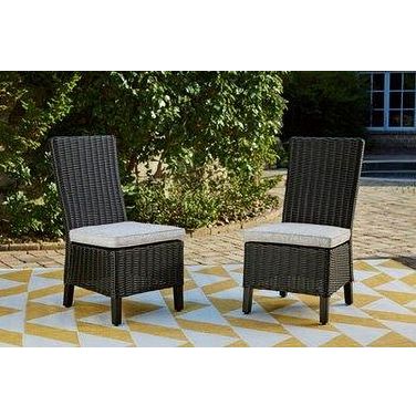 Beachcroft Outdoor Side Chair with Cushion Set of 2 In Black/Light Gray