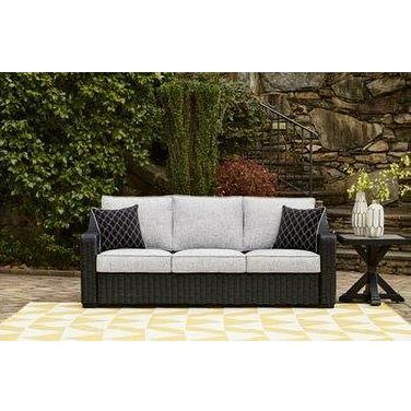 Beachcroft Outdoor Sofa with Cushion In Black/Light Gray
